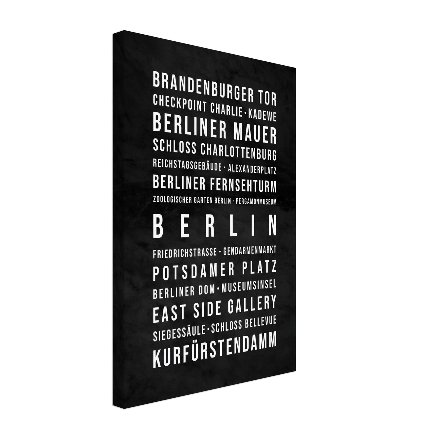 Berlin - Typografie-Wandbild - Leinwand Schwarzgrau Marmoroptik
