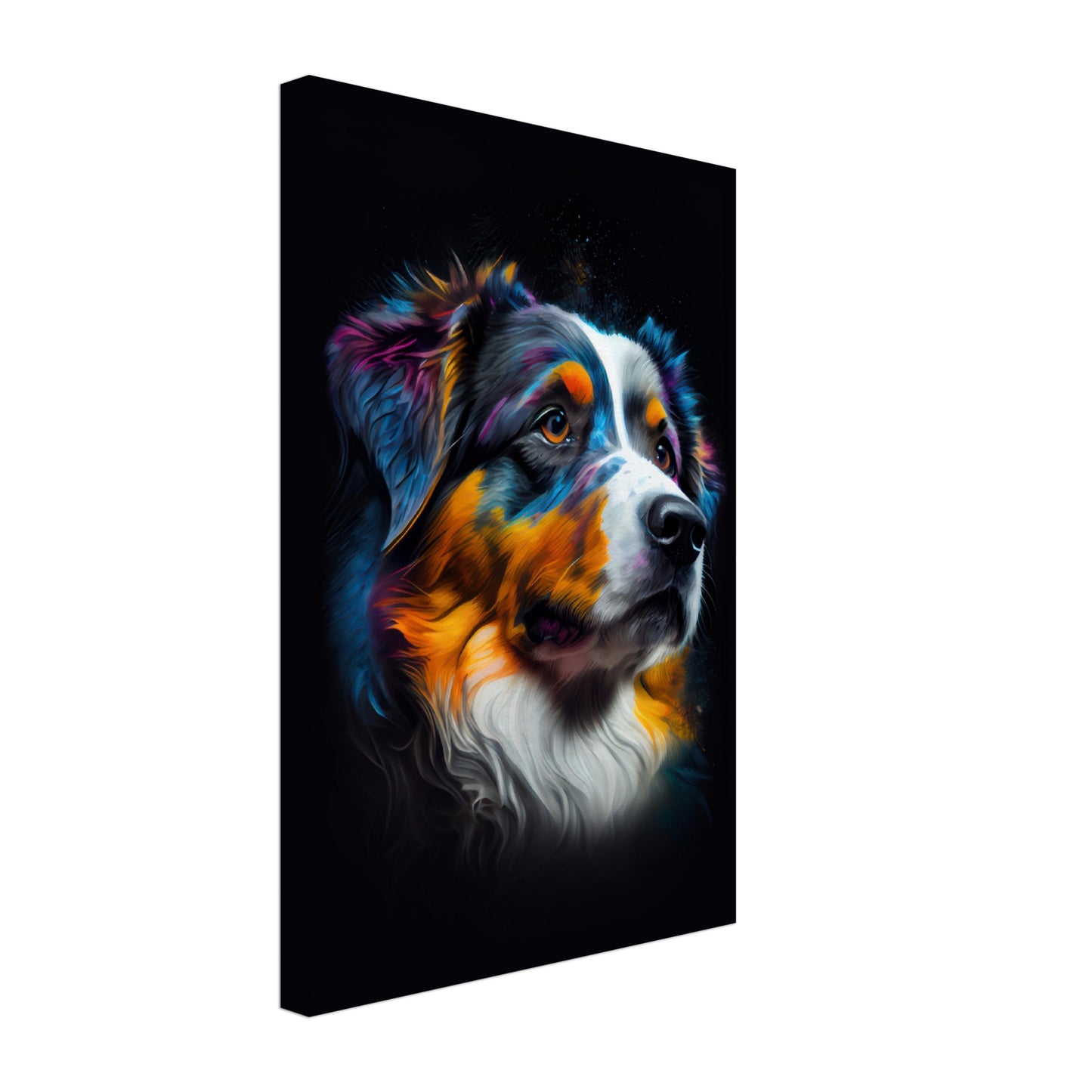 Australian Shepherd Frido - Hunde Wandbild - Dogs Art Leinwand ColorWorld im Hochformat - Hundebilder Hundeportrait Tiere Tierbilder Kunstdruck