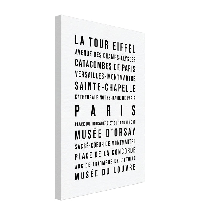 Paris - Typografie-Wandbild - Leinwand Weiss Neutral