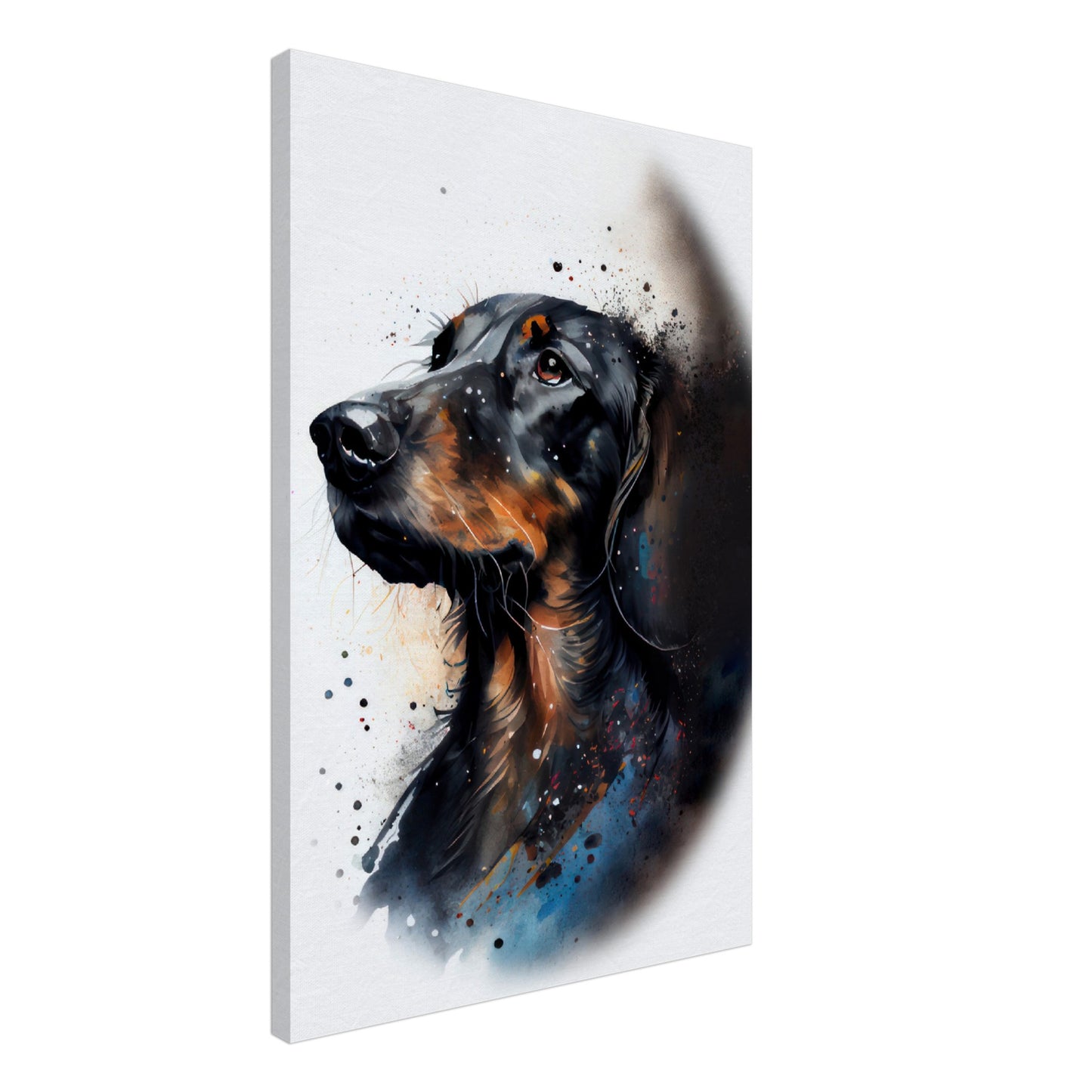 Dackel Sadie - Hunde Wandbild - Dogs Art Leinwand WaterColors im Hochformat - Hundebilder Hundeportrait Tiere Tierbilder Kunstdruck Aquarell