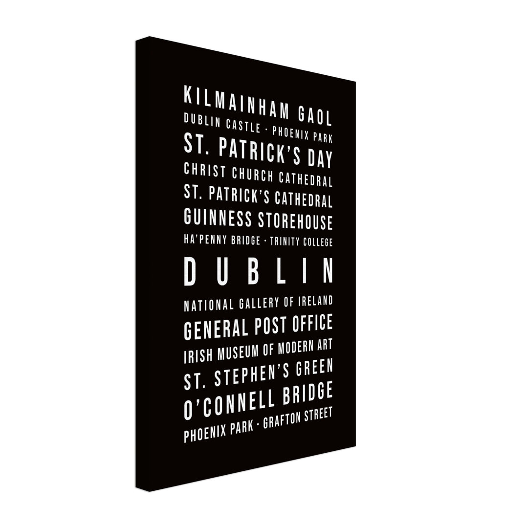Dublin - Typografie-Wandbild - Leinwand Schwarzgrau Neutral