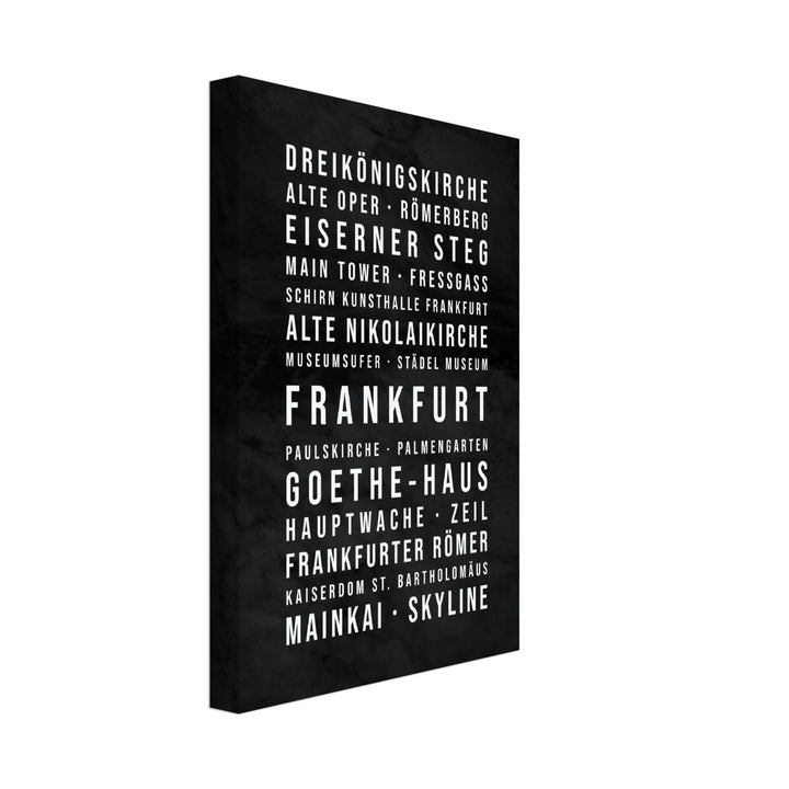 Frankfurt - Typografie-Wandbild - Leinwand Schwarzgrau Marmoroptik