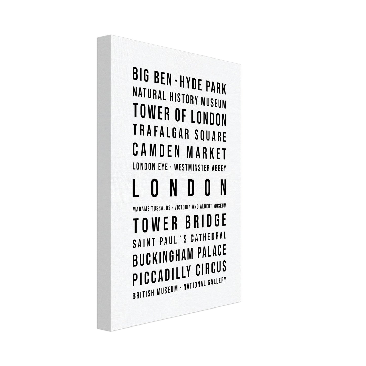 London - Typografie-Wandbild - Leinwand Weiss Neutral