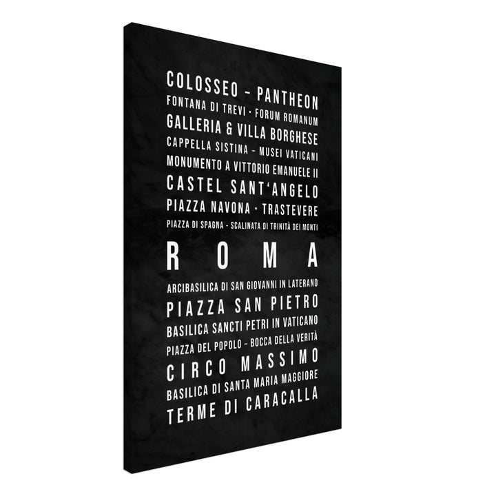 Rom - Typografie-Wandbild - Leinwand Schwarzgrau Marmoroptik