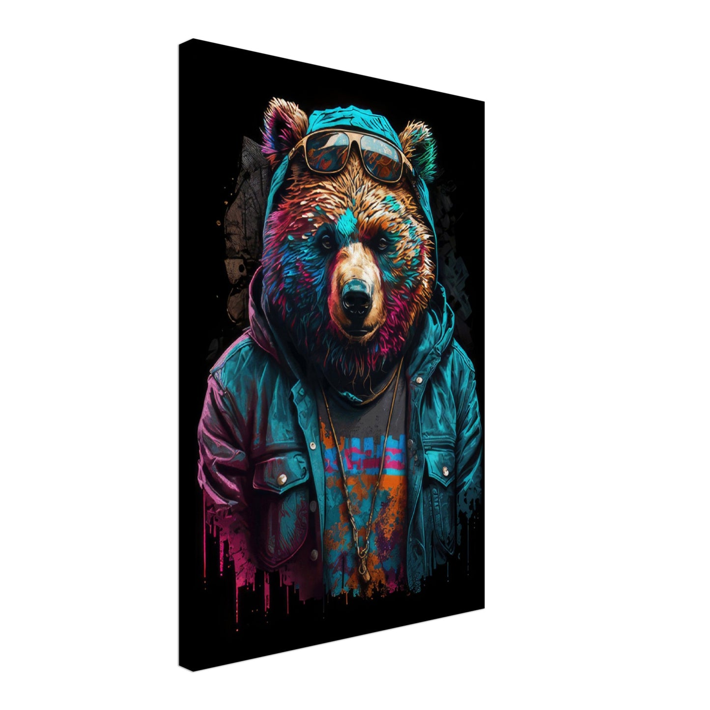 Bearly Believable - Bären Wandbild - Crazy Wildlife Leinwand ColorWorld im Hochformat - Coole Tiere & Animals Kunstdruck