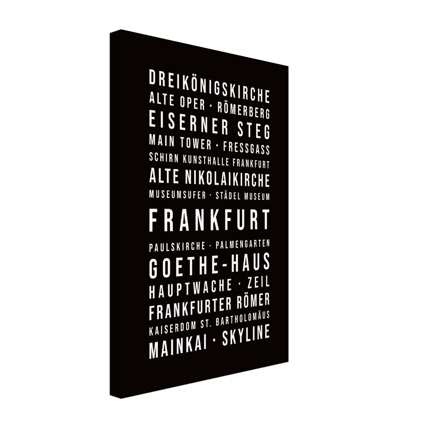 Frankfurt - Typografie-Wandbild - Leinwand Schwarzgrau Neutral