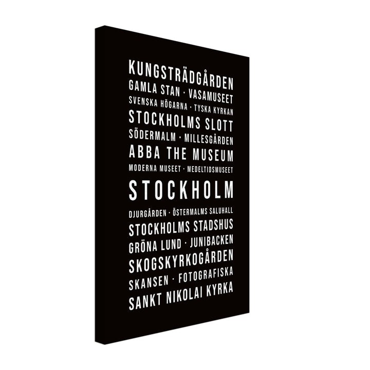 Stockholm - Typografie-Wandbild - Leinwand Schwarzgrau Neutral