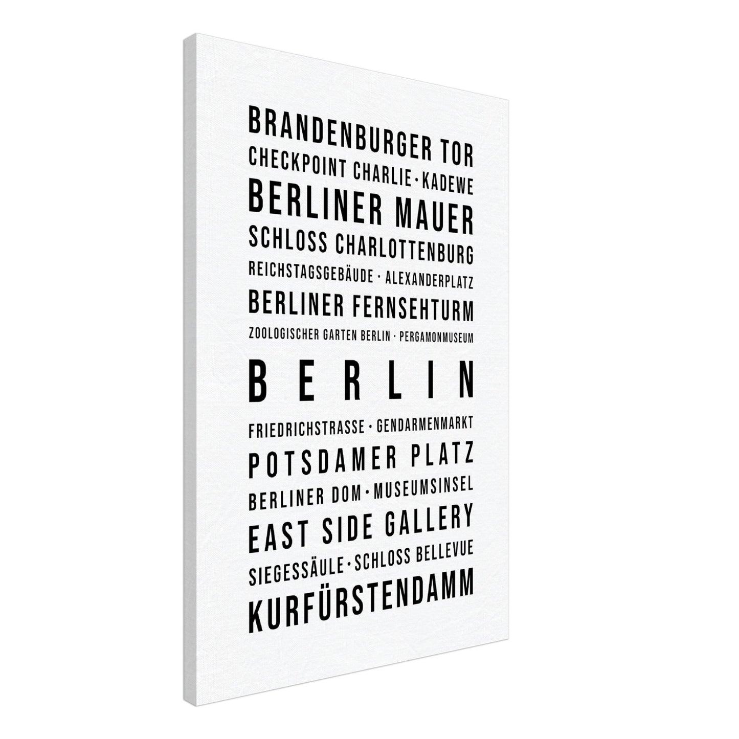 Berlin - Typografie-Wandbild - Leinwand Weiss Neutral