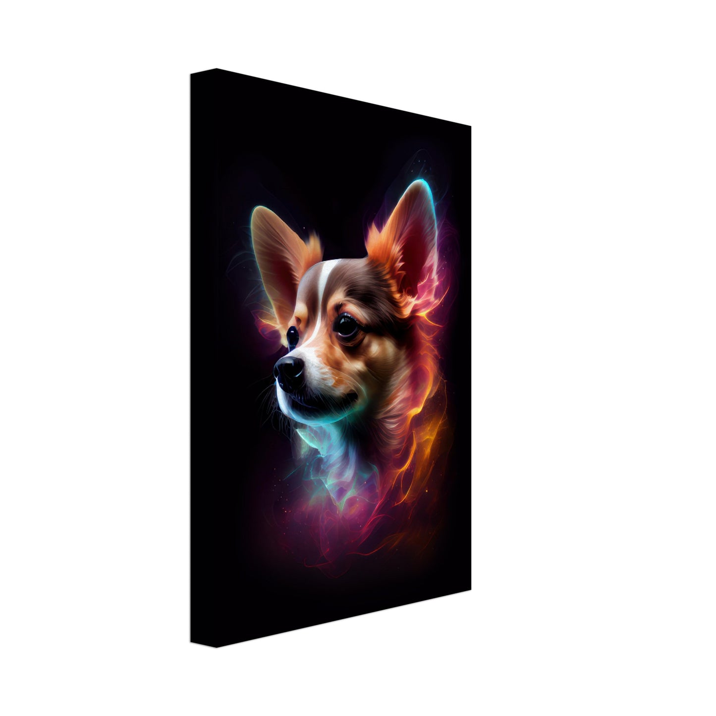 Chihuahua Luna - Hunde Wandbild - Dogs Art Leinwand ColorWorld im Hochformat - Hundebilder Hundeportrait Tiere Tierbilder Kunstdruck
