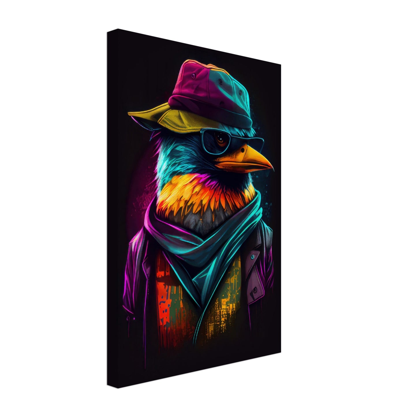 Flying High - Vögel Wandbild - Crazy Wildlife Leinwand ColorWorld im Hochformat - Coole Tiere & Animals Kunstdruck