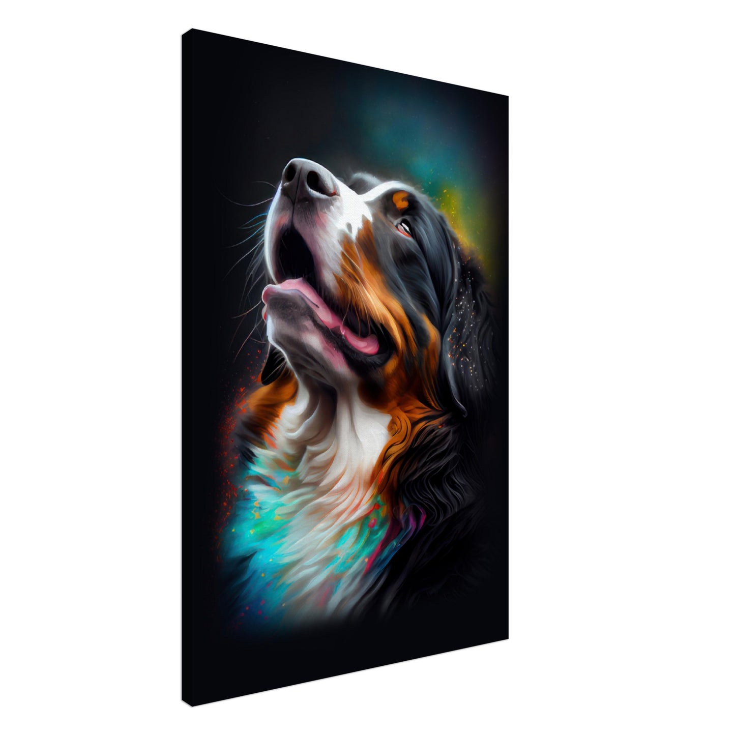 Berner Sennenhund Carlo - Hunde Wandbild - Dogs Art Leinwand ColorWorld im Hochformat - Hundebilder Hundeportrait Tiere Tierbilder Kunstdruck