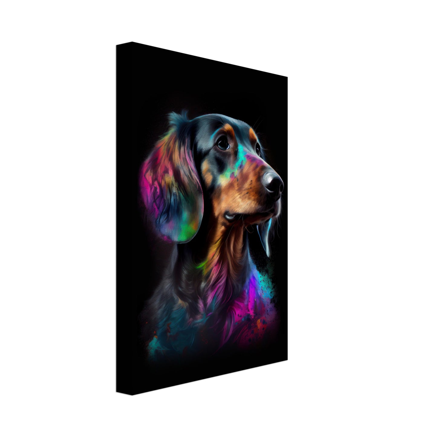 Dackel Rocky - Hunde Wandbild - Dogs Art Leinwand ColorWorld im Hochformat - Hundebilder Hundeportrait Tiere Tierbilder Kunstdruck