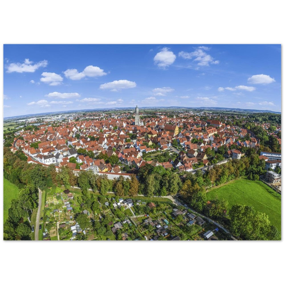 Nördlingen mit St. Georg und historischer Stadtmauer – Poster Seidenmatt Panorama – Nördlingen – ohne Rahmen