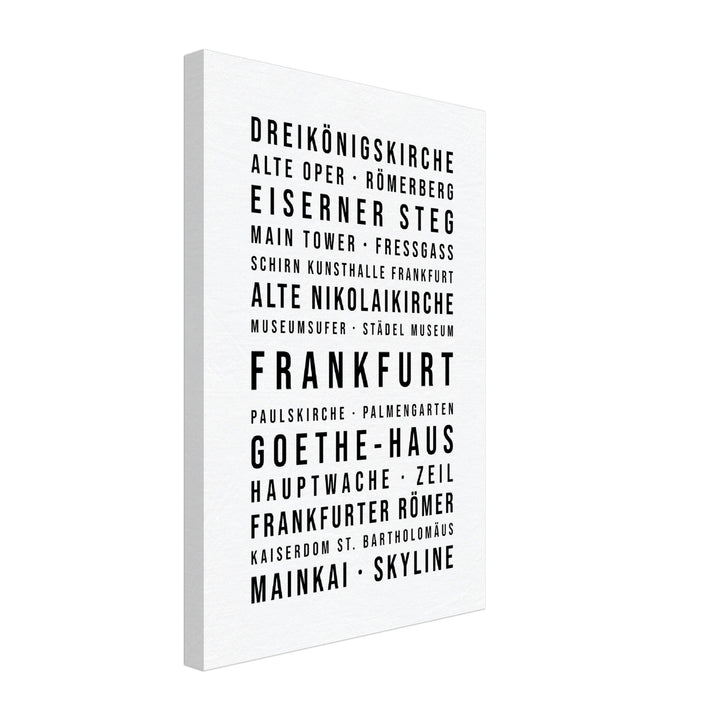 Frankfurt - Typografie-Wandbild - Leinwand Weiss Neutral