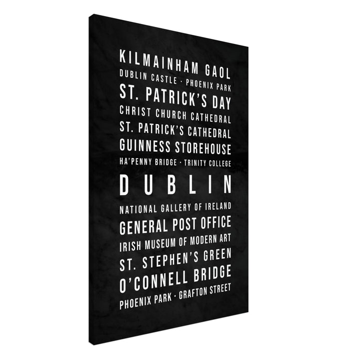 Dublin - Typografie-Wandbild - Leinwand Schwarzgrau Marmoroptik