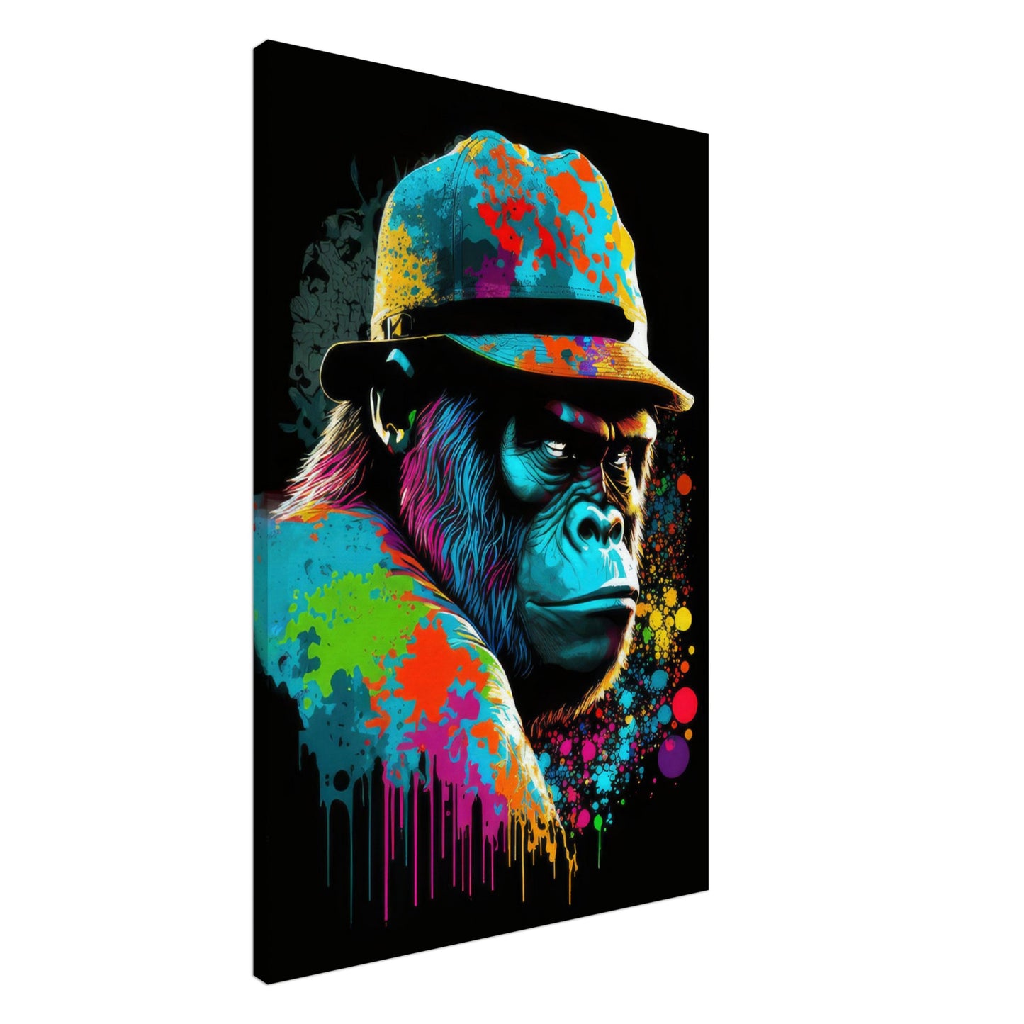 Gorilla Glory - Gorilla Wandbild - Crazy Wildlife Leinwand ColorWorld im Hochformat - Coole Tiere & Animals Kunstdruck