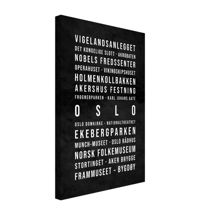 Oslo - Typografie-Wandbild - Leinwand Schwarzgrau Marmoroptik