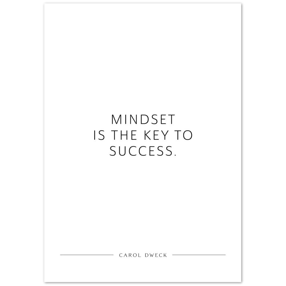 Mindset is the key to success. (Carol Dweck) – Poster Seidenmatt Weiss Neutral – ohne Rahmen