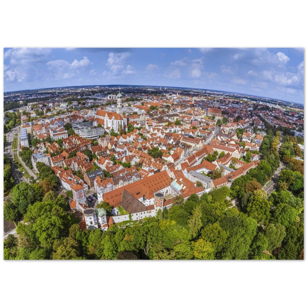 Rotes Tor Augsburg mit Basilika St. Ulrich – Poster Seidenmatt Panorama – Augsburg – ohne Rahmen