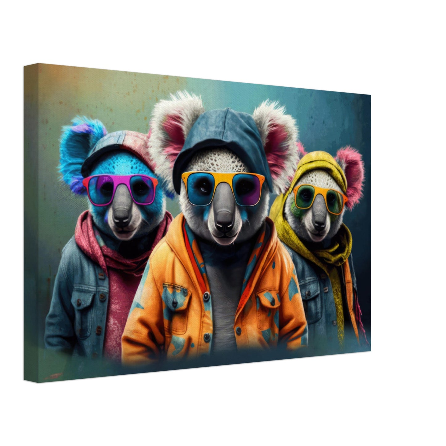 Down Under Delights - Koala Wandbild - Crazy Wildlife Leinwand ColorWorld im Querformat - Coole Tiere & Animals Kunstdruck