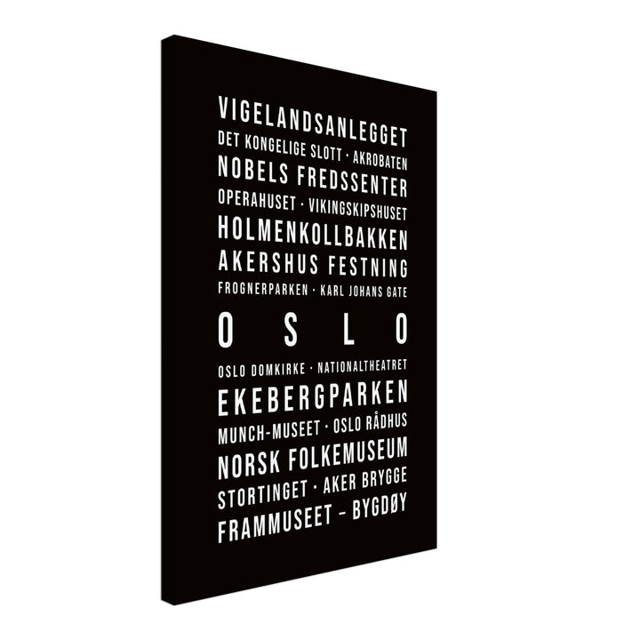 Oslo - Typografie-Wandbild - Leinwand Schwarzgrau Neutral