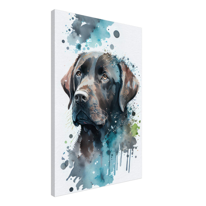 Labrador Buddy - Hunde Wandbild - Dogs Art Leinwand WaterColors im Hochformat - Hundebilder Hundeportrait Tiere Tierbilder Kunstdruck Aquarell