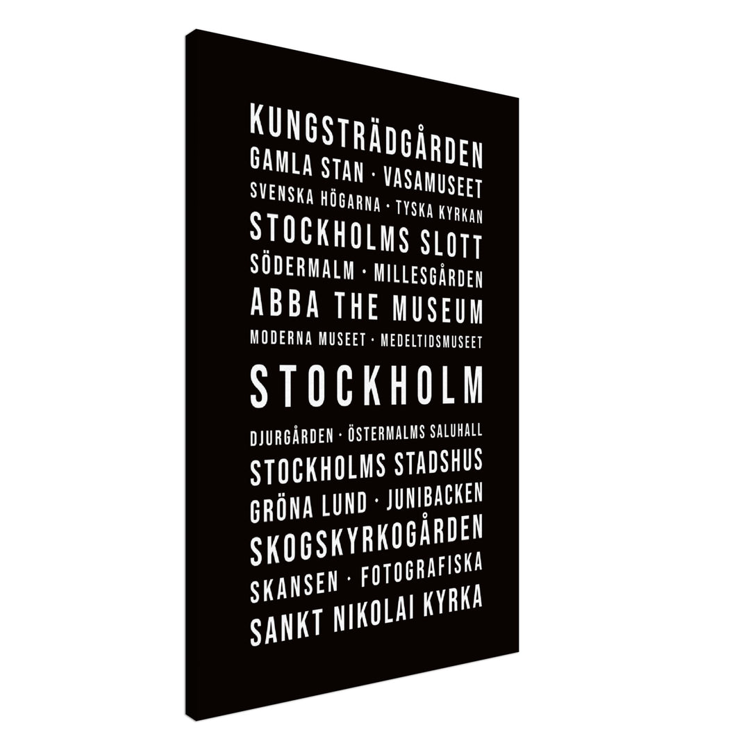 Stockholm - Typografie-Wandbild - Leinwand Schwarzgrau Neutral