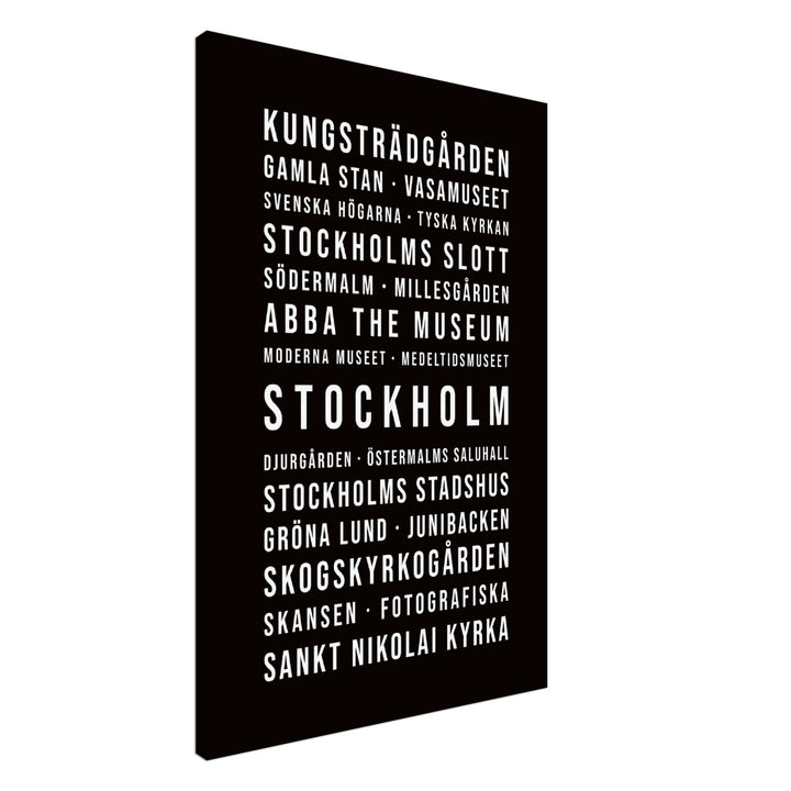 Stockholm - Typografie-Wandbild - Leinwand Schwarzgrau Neutral