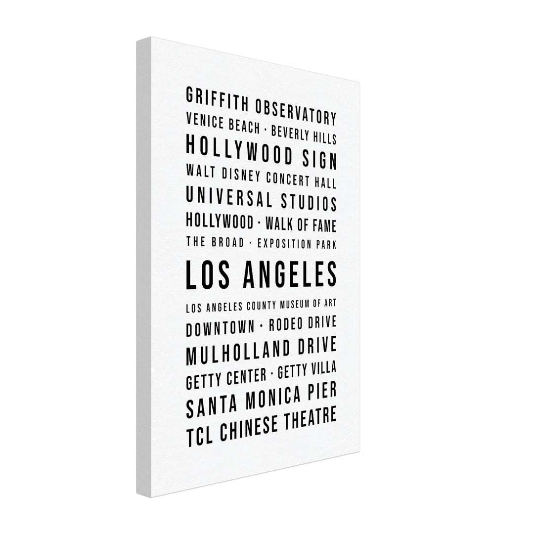 Los Angeles - Typografie-Wandbild - Leinwand Weiss Neutral