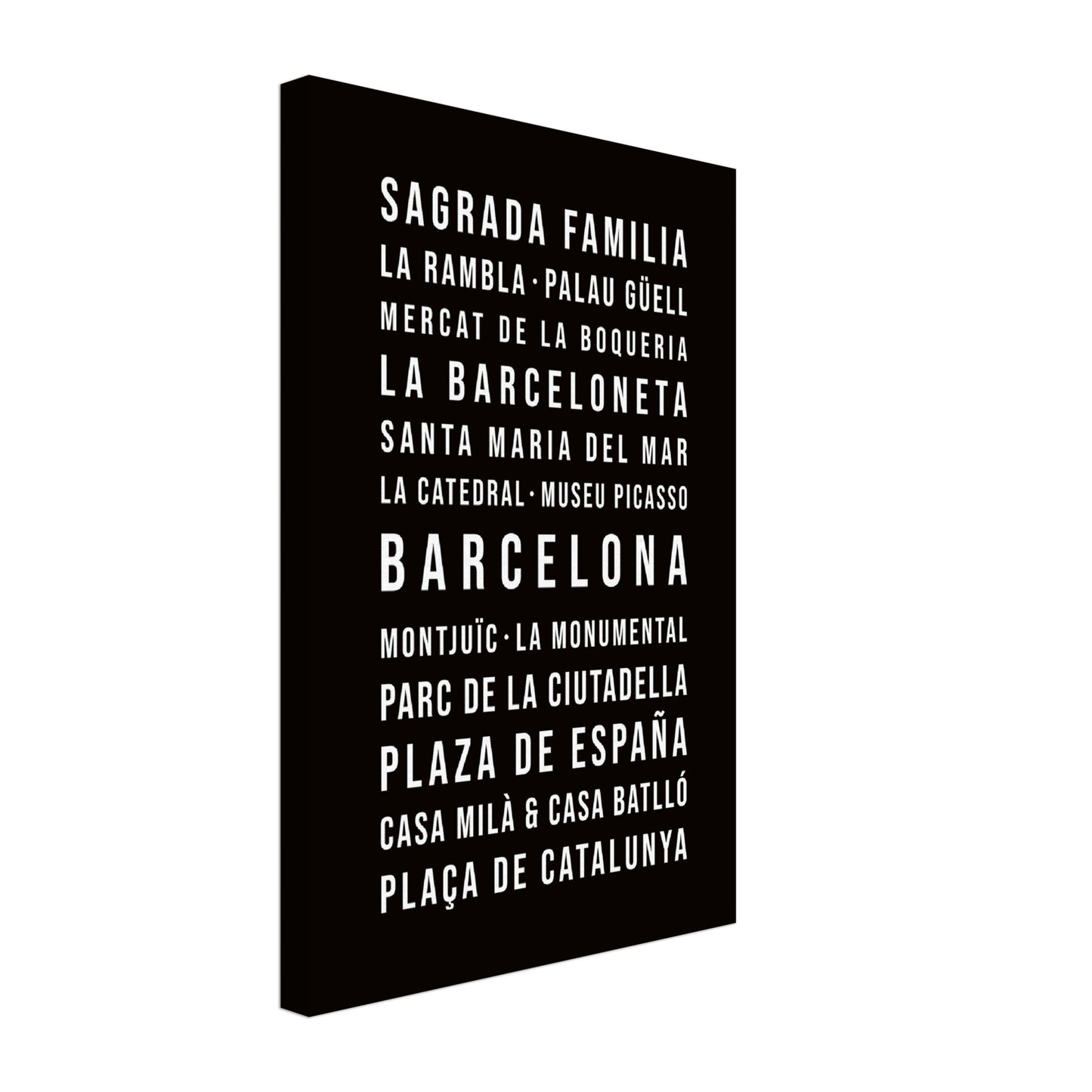 Barcelona - Typografie-Wandbild - Leinwand Schwarzgrau Neutral
