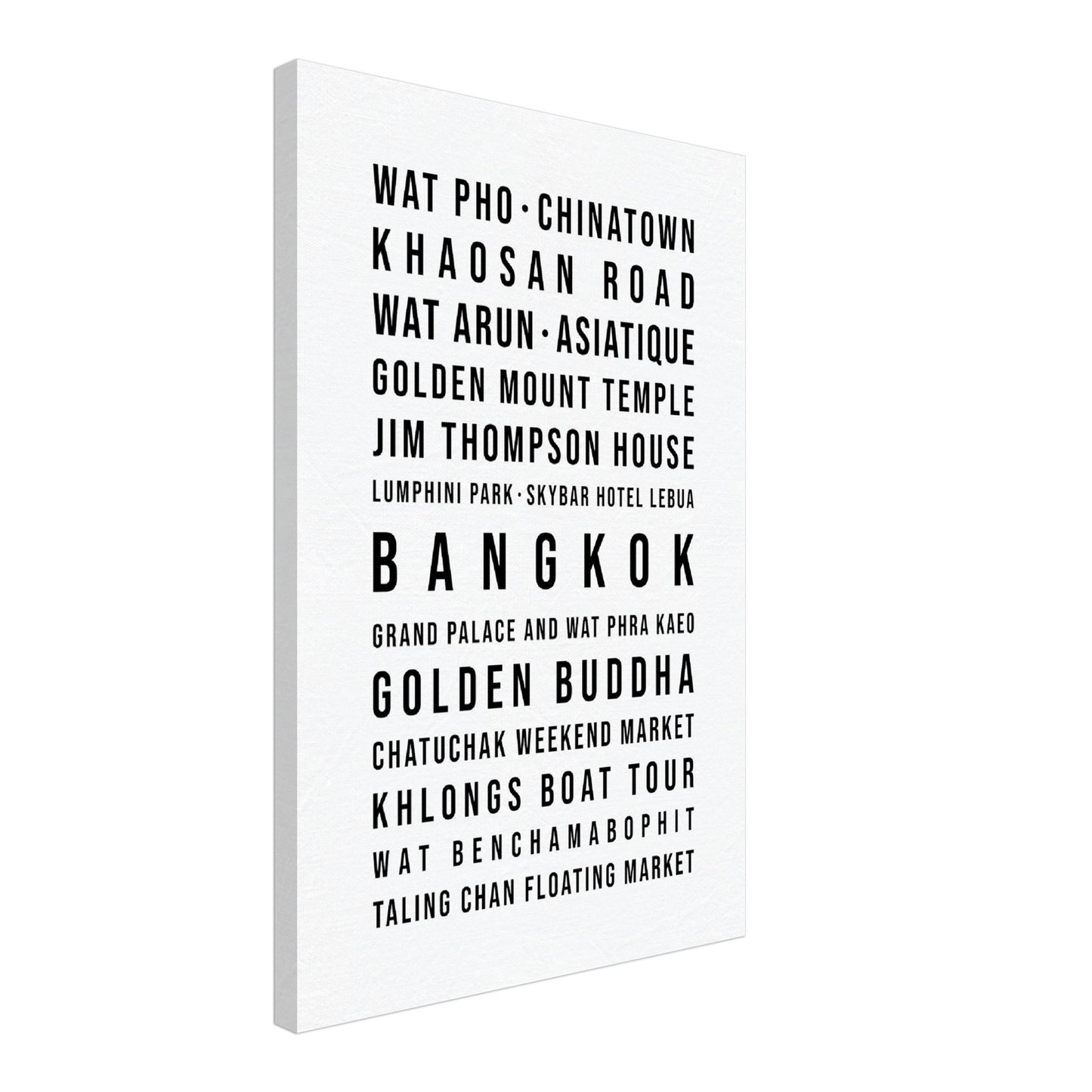 Bangkok - Typografie-Wandbild - Leinwand Weiss Neutral