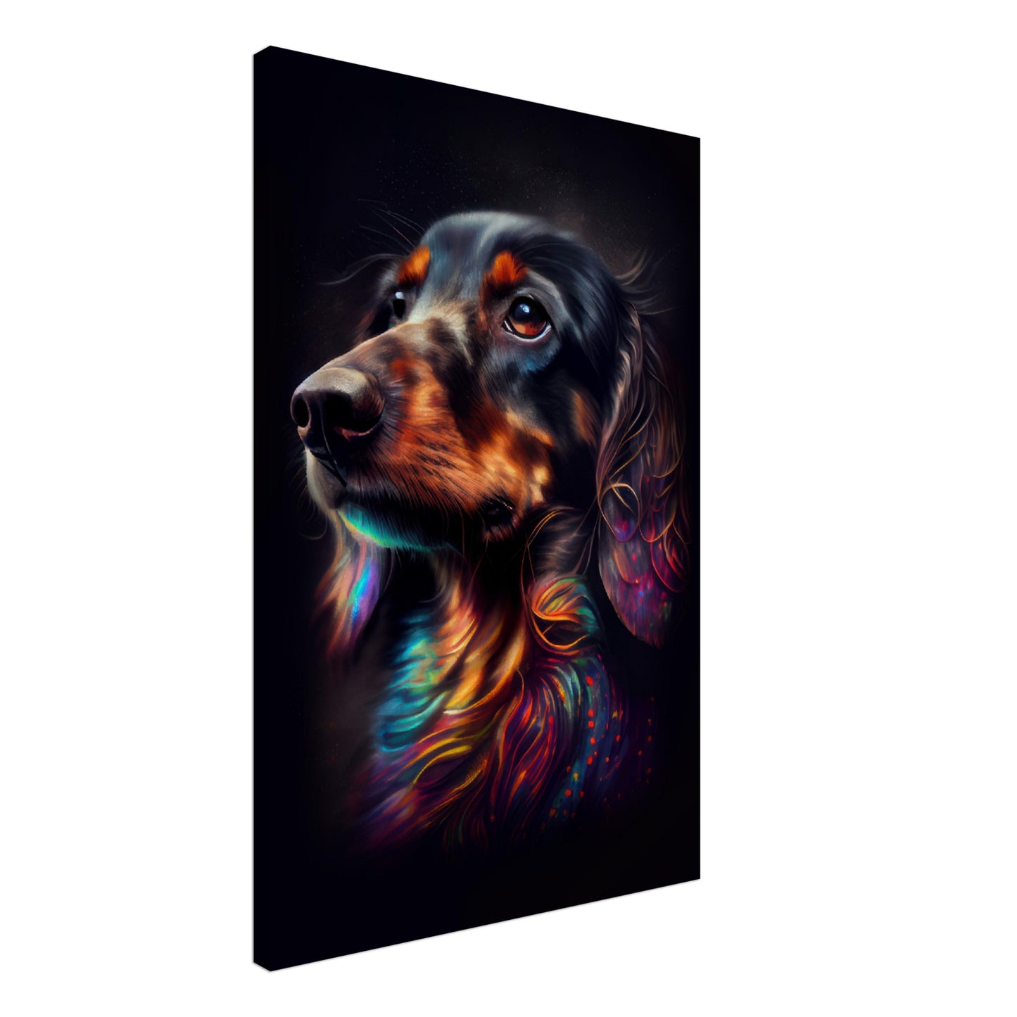 Dackel Zoe - Hunde Wandbild - Dogs Art Leinwand ColorWorld im Hochformat - Hundebilder Hundeportrait Tiere Tierbilder Kunstdruck