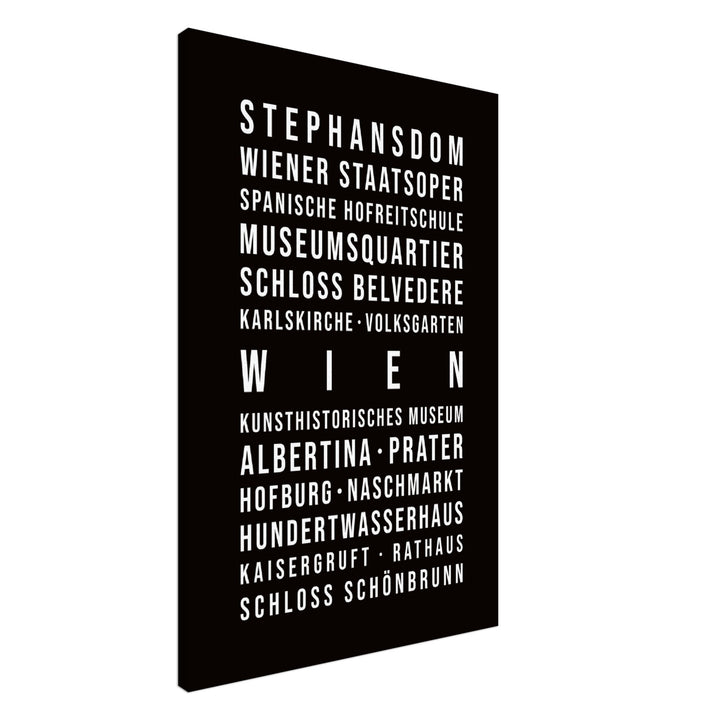 Wien - Typografie-Wandbild - Leinwand Schwarzgrau Neutral