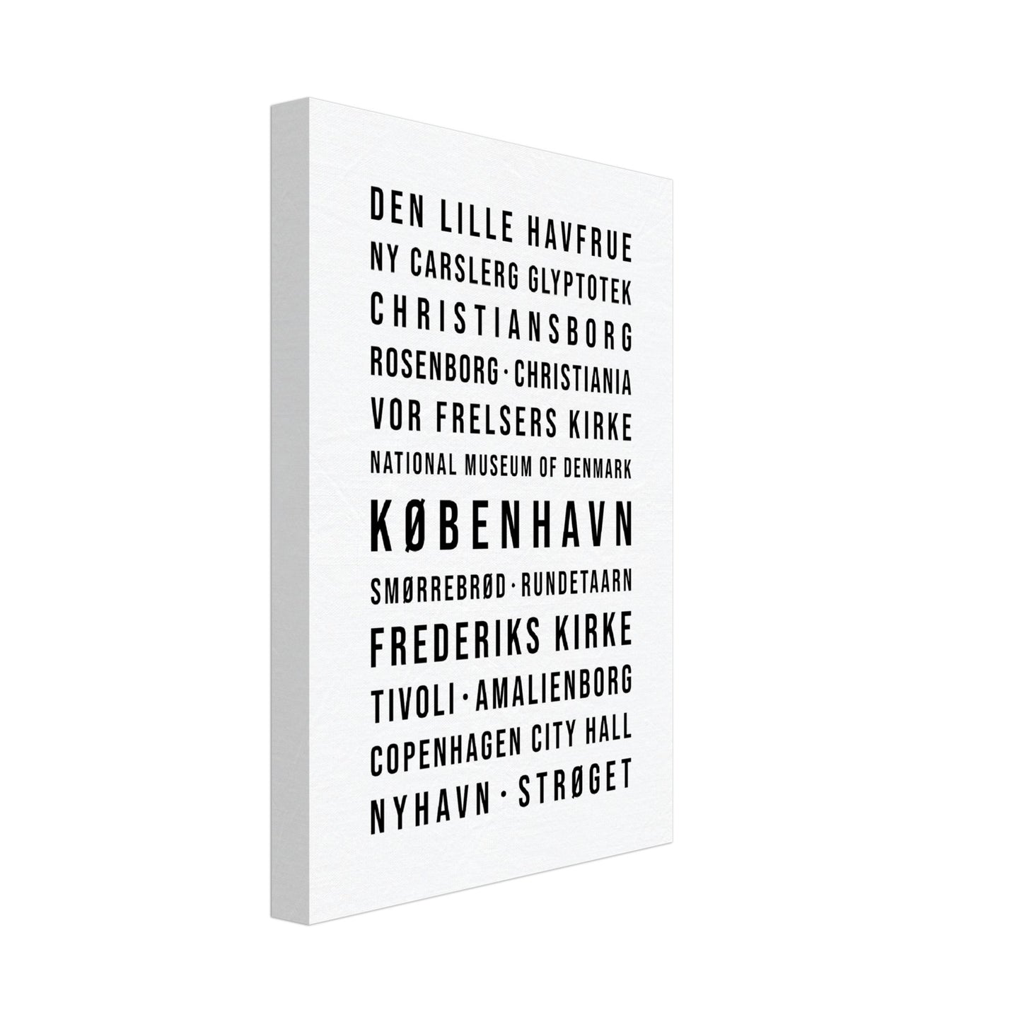 Kopenhagen - Typografie-Wandbild - Leinwand Weiss Neutral