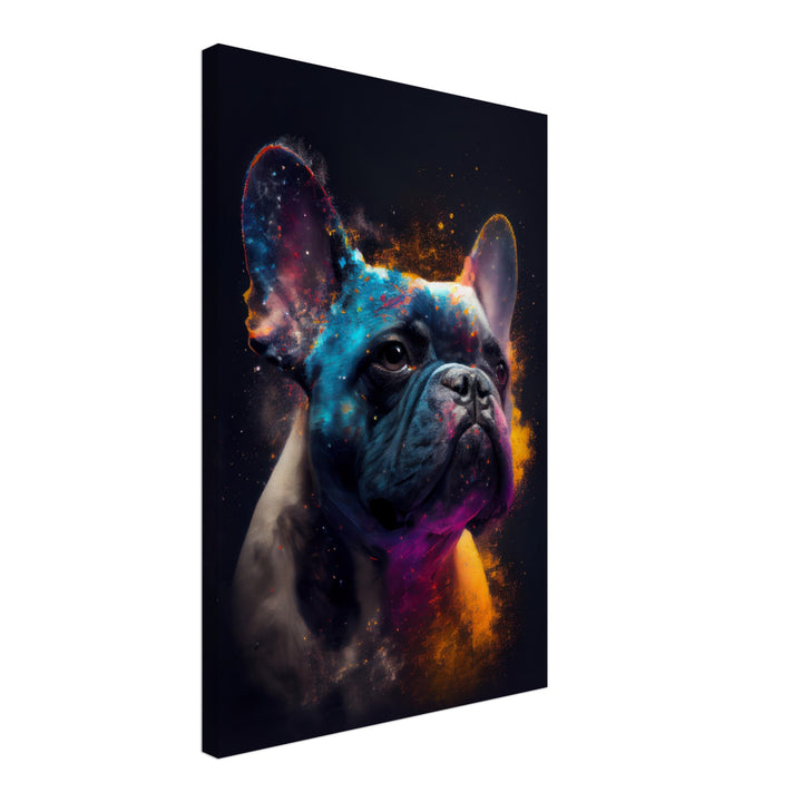 Französische Bulldogge Bella - Hunde Wandbild - Dogs Art Leinwand ColorWorld im Hochformat - Hundebilder Hundeportrait Tiere Tierbilder Kunstdruck